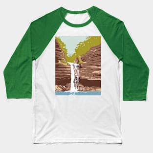 Petit Jean State Park with Cedar Falls in Conway County Adjacent to the Arkansas River in Arkansas WPA Poster Art Baseball T-Shirt